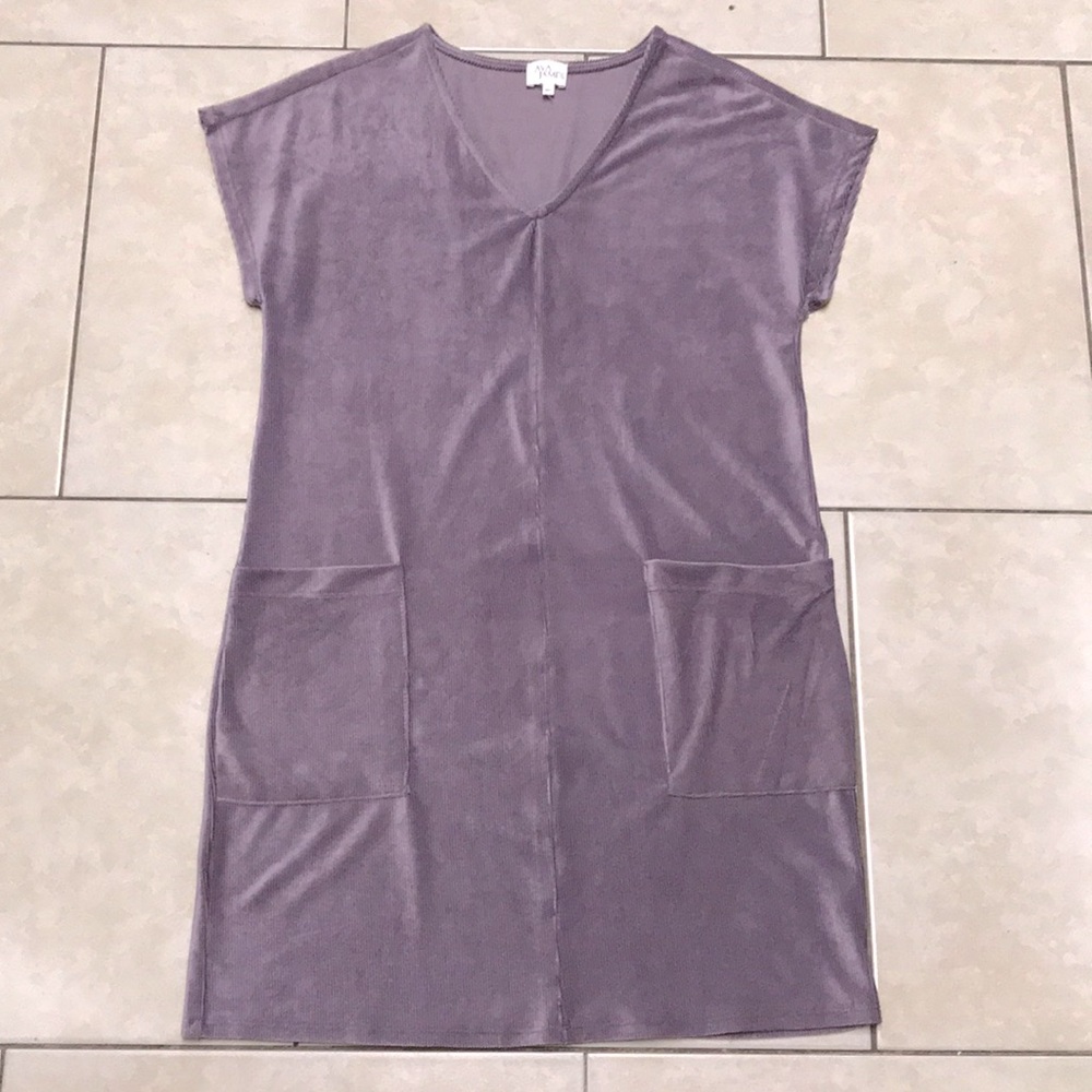 Ava James Soft Corduroy Light Purple Dress, Size L